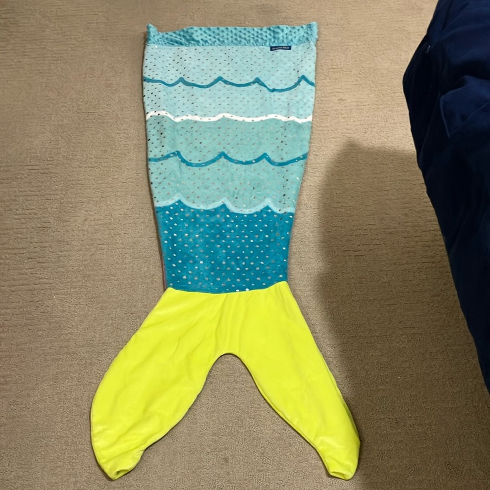 Blankie Tails Pink, Neon Yellow and Blue Mermaid Cozy Sleep Blankie.
